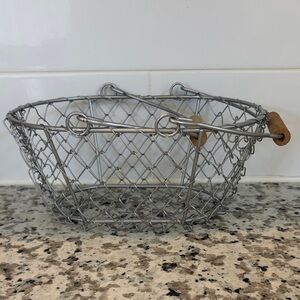 Mini Wire Basket with Wooden Handles